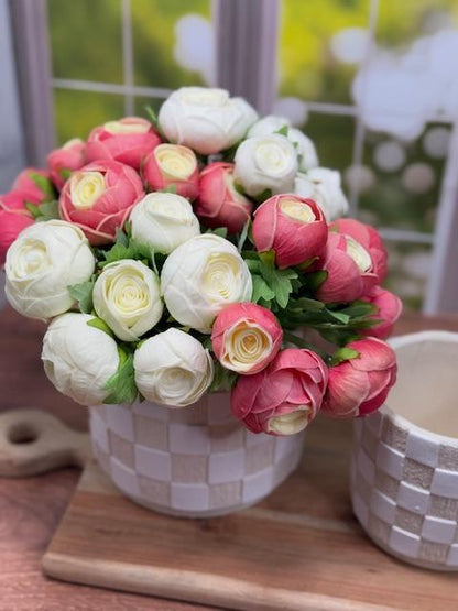 Real Touch Ranunculus Bunch (white stems has a few pink marks on them)